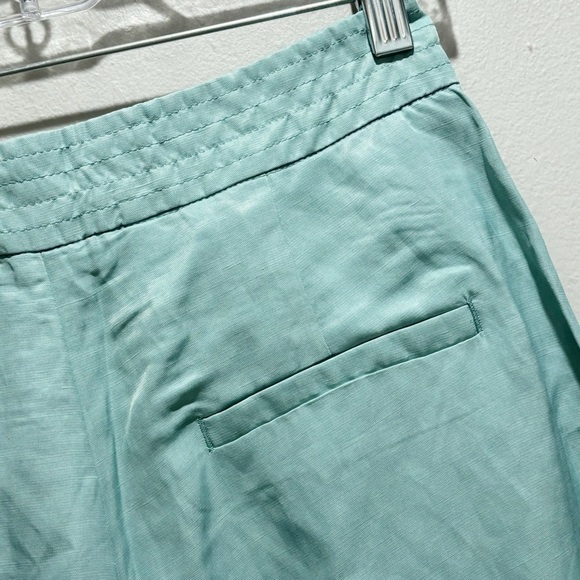 MOTF Women’s Blue High Rise Linen Blend Tie Front Cuffed Shorts Size Small - Picture 6 of 10